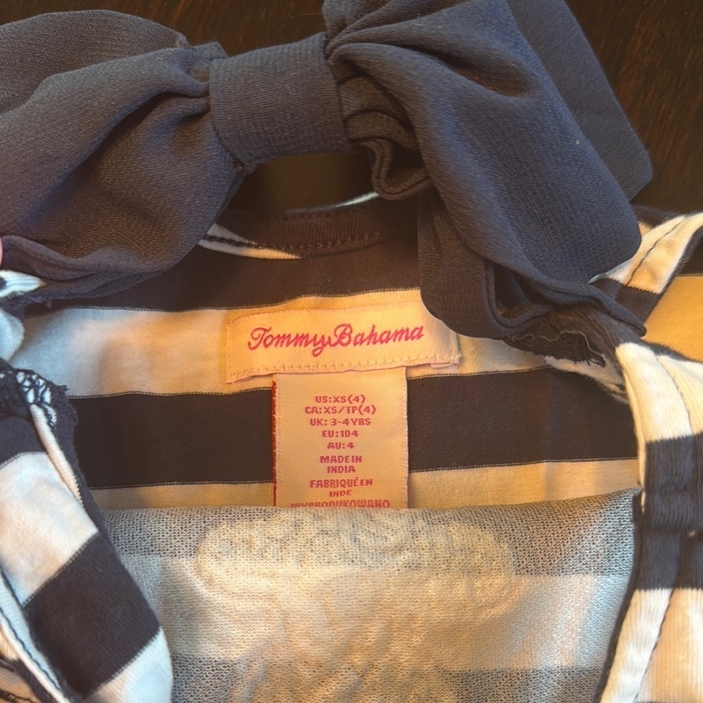Tommy Bahama Navy and White Striped Dress with Red Anchor - Picture 2 of 2